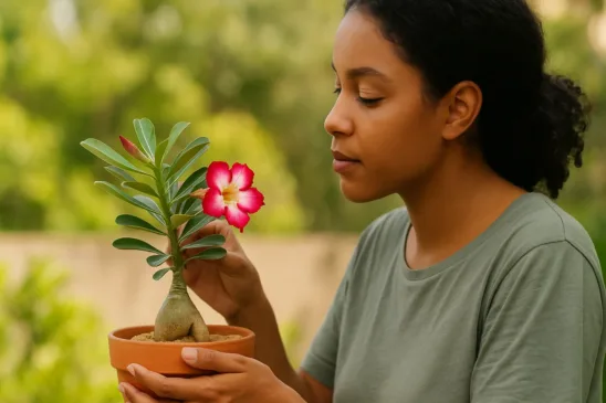 Rosa-do-deserto floresce melhor com areia e sol pleno — veja como cuidar