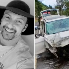 Seco Batateiro estava em uma BMW que saiu da pista e capotou. (Foto:  reprodução/ Instagram Paulo Ricardo Bruning / Corpo de Bombeiros)