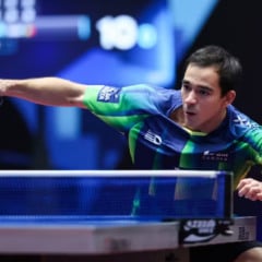 Hugo Calderano na disputa do WTT de Buenos Aires. (Foto: Foto: WTT)