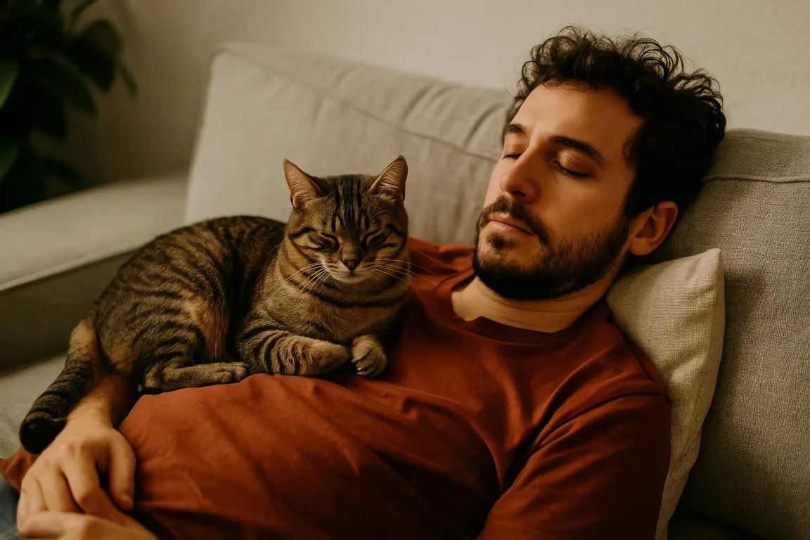 3 explicações energéticas para seu gato dormir sobre você