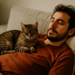 3 explicações energéticas para seu gato dormir sobre você