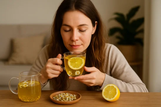Chá de camomila com limão melhora digestão e reduz a tensão pré-menstrual