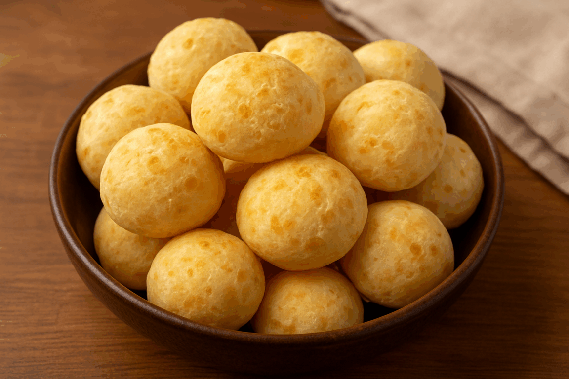 Receita de pão de queijo mineiro fácil e delicioso, crocante por fora e macio por dentro. Perfeito para qualquer ocasião!
