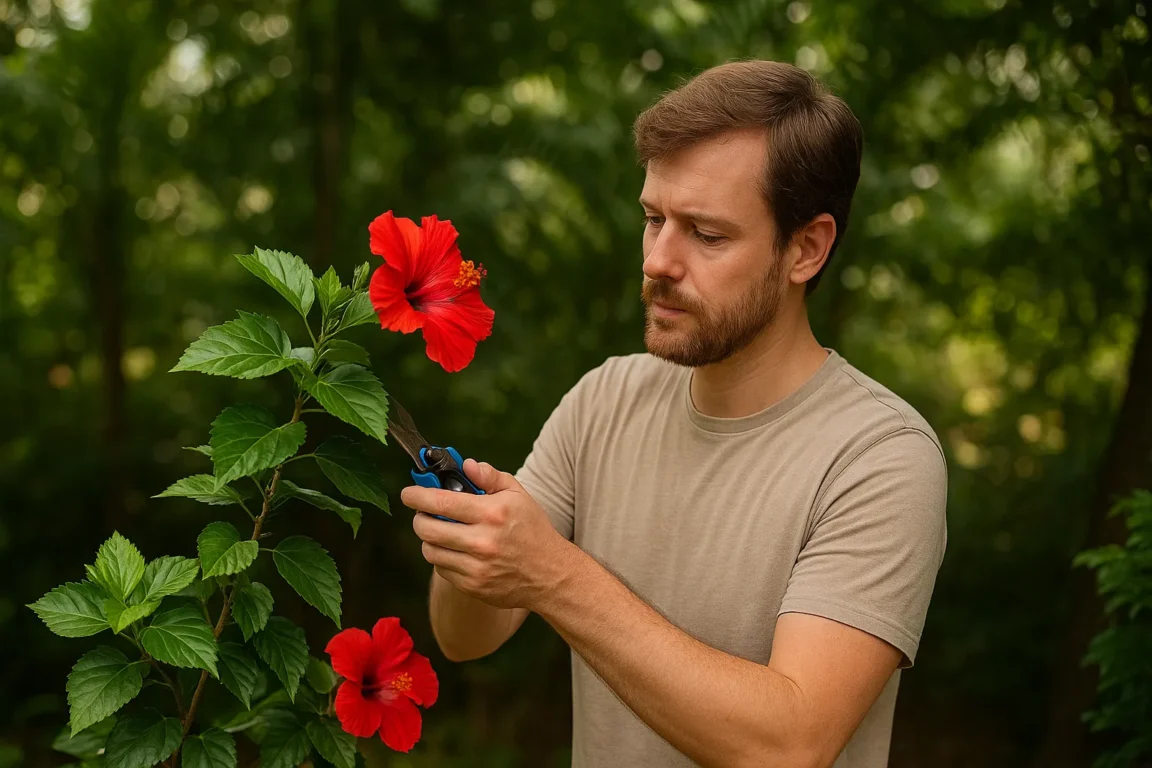Hibisco floresce mais com podas leves e exposição solar filtrada