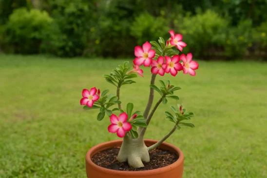 Rosa-do-deserto como adubar corretamente sem queimar as raízes