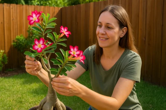 Rosa-do-deserto como cultivar e estimular floração no quintal