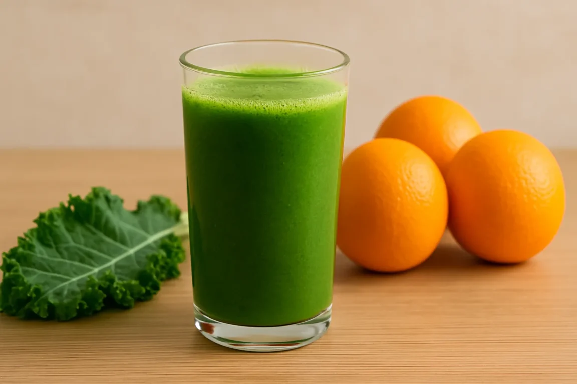 Suco de laranja com couve ajuda a alcalinizar o sangue e fortalece o sistema imune
