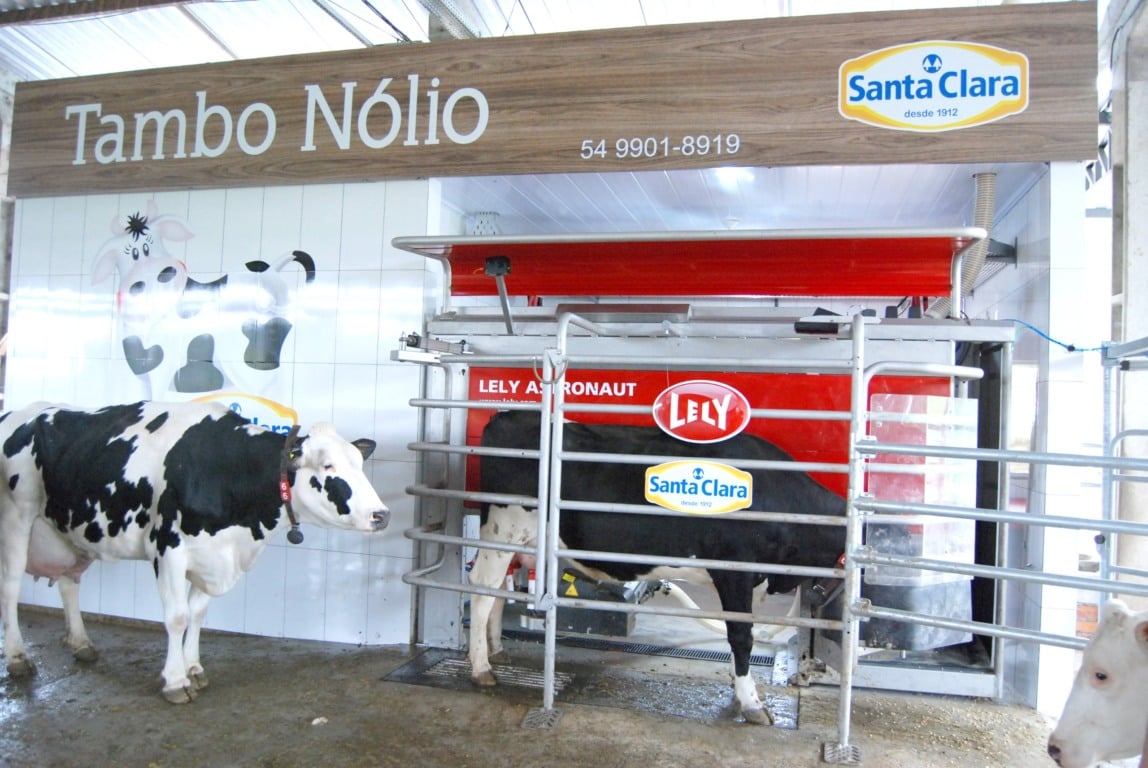 (Foto: Divulgação) Robô de ordenha na propriedade associada a Santa Clara.