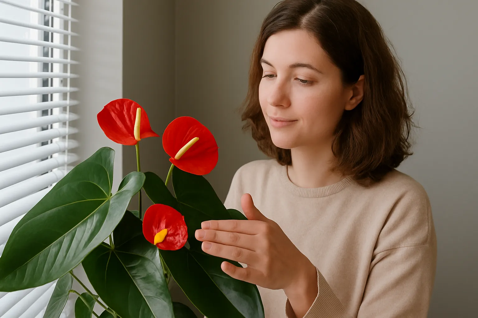 Antúrio queimando nas pontas denuncia excesso de adubo químico e risco de morte precoce da planta