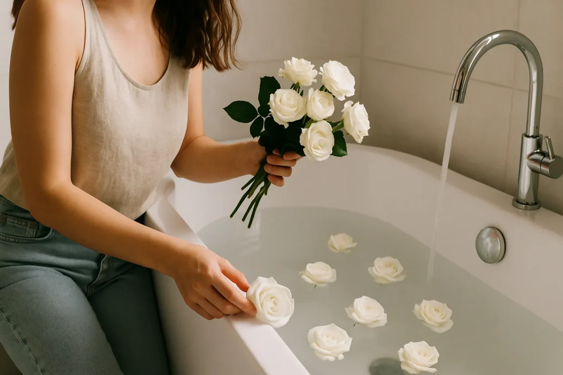 Banho de rosas brancas harmonia e paz para corpo e mente
