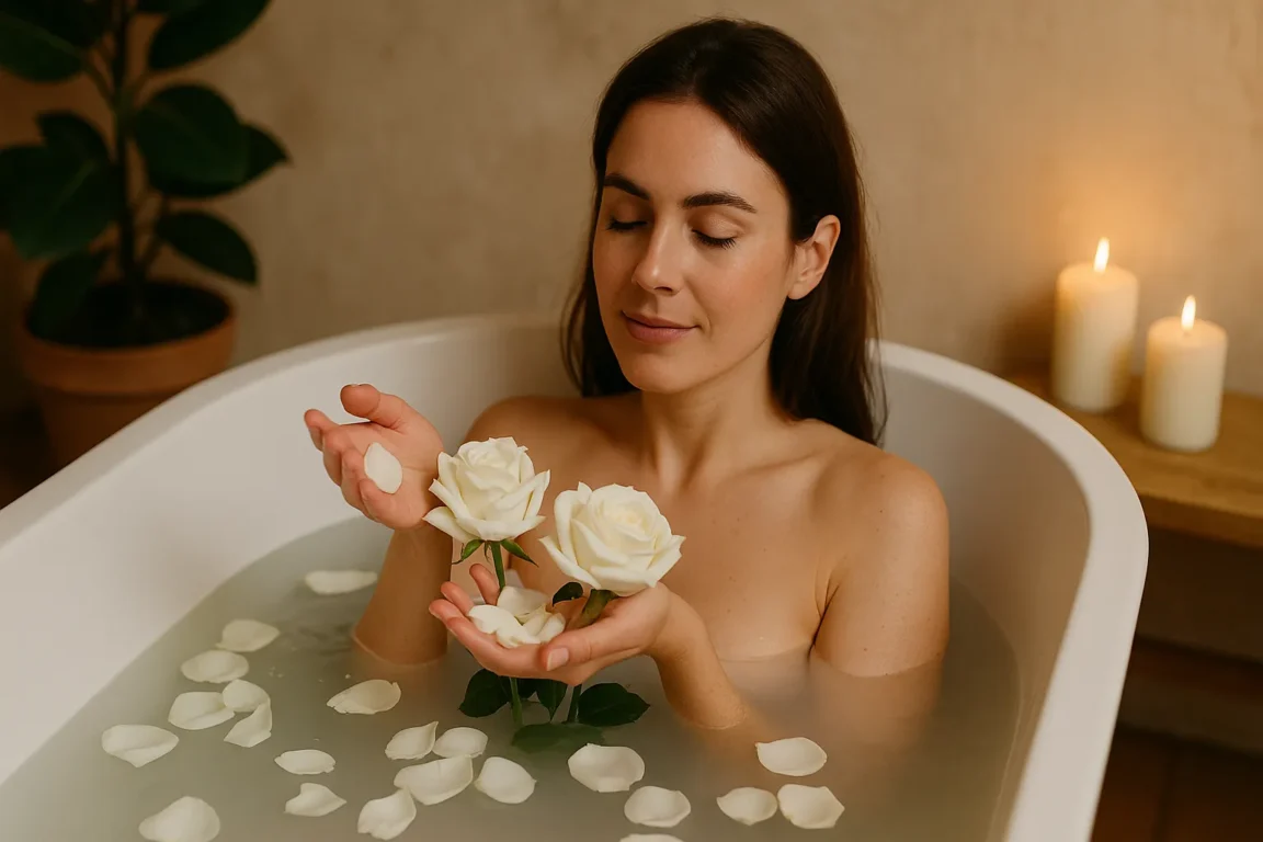Banho de rosas brancas harmonia e paz para corpo e mente