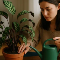 Calatéia enrolando folhas indica desequilíbrio de umidade que precisa ser corrigido já