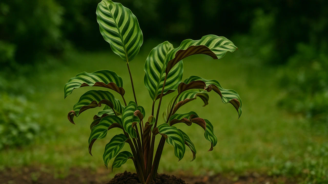 Calatéia enrolando folhas indica desequilíbrio de umidade que precisa ser corrigido já