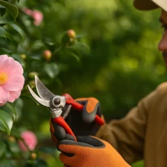 Jardineiros fazem a camélia florir regulando frequência e intensidade da poda