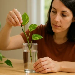 Amantes de plantas estão turbindo folhas da jiboia devagar com adubo natural poderoso