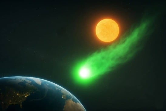 Especula-se que o cometa 3I/ATLAS possa atingir a Terra, mas não é isso que a ciência prevê. (Foto: Imagem gerada por IA/ChatGPT/Gemini)
