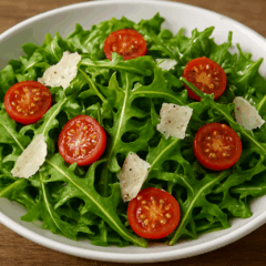 Cozinha Viva: Salada de rúcula com tomate e queijo parmessão