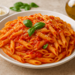 Cozinha Viva: Penne ao molho de tomate e manjericão