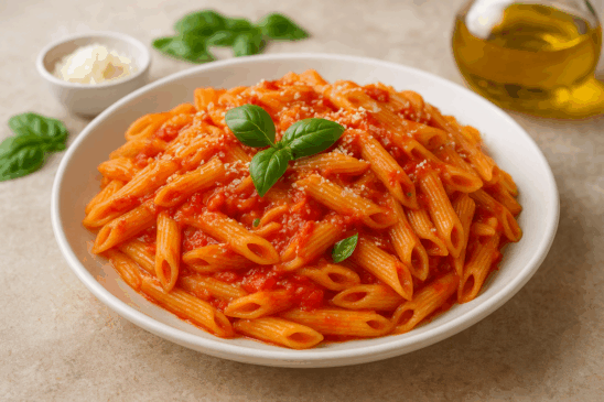 Cozinha Viva: Penne ao molho de tomate e manjericão