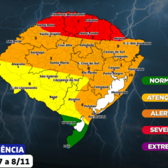 Defesa Civil coloca Vacaria em área de risco severo para chuvas e ventos acima de 100 km/h