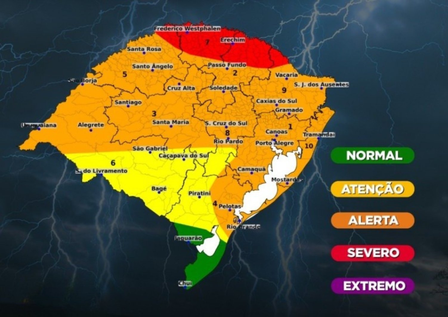 Ciclone extratropical pode gerar tornados e ventos acima de 100 km/h no RS