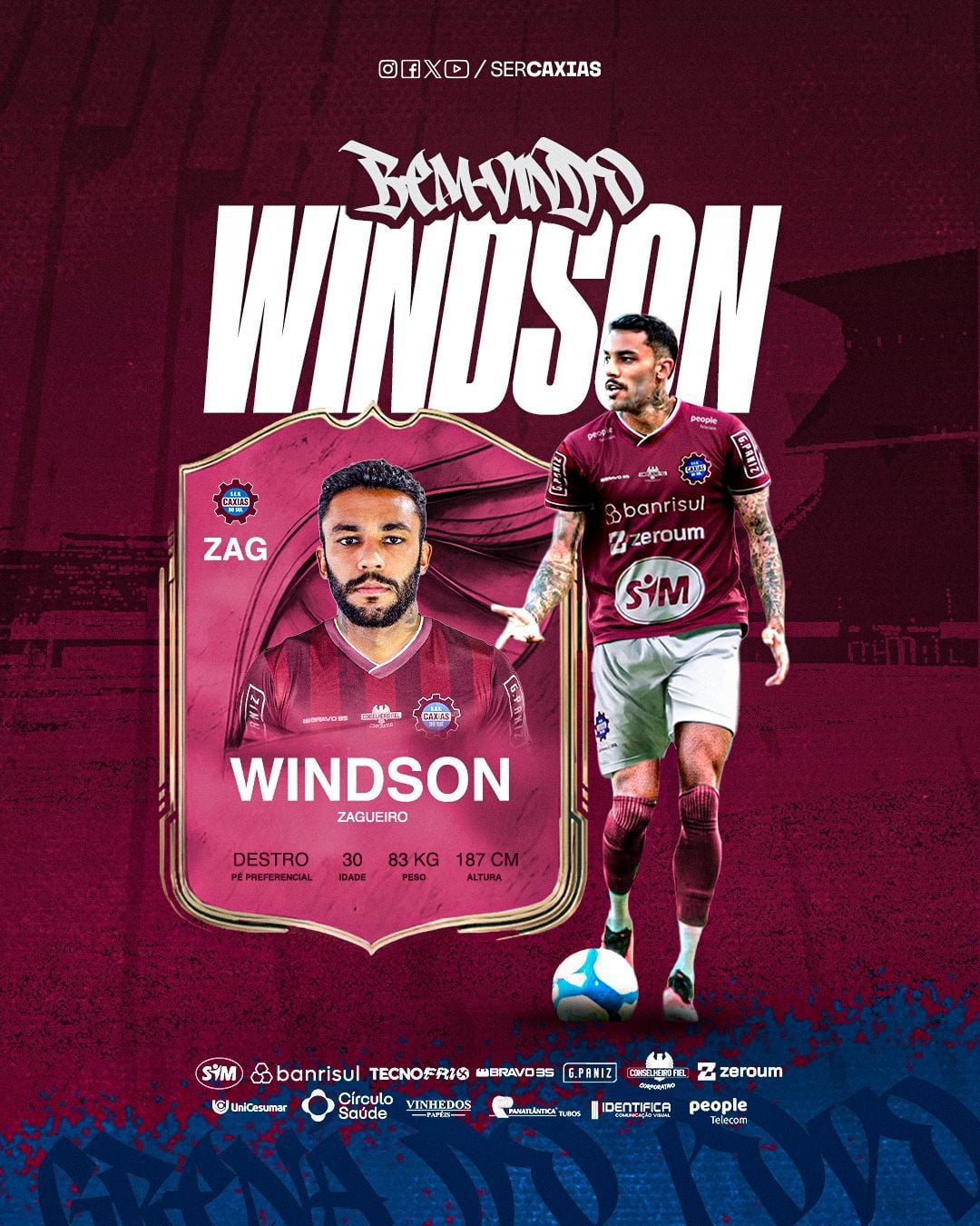 Caxias anuncia oficialmente o zagueiro Windson