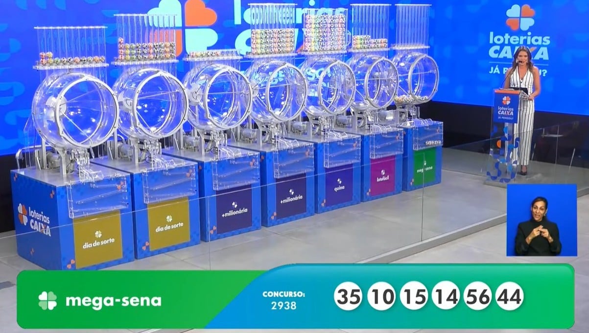 Os números sorteados foram: 10 - 14 - 15 - 35 - 44 - 56. (Foto: Divulgação) Os números sorteados foram: 10 - 14 - 15 - 35 - 44 - 56. (Foto: Divulgação)