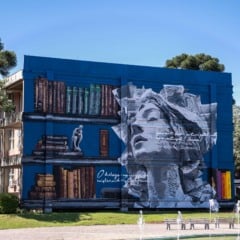 Programação do Festival inclui a inauguração do mural A Humanidade pelas Letras, pintado pelo artista Gustavo Gomes na fachada do Bloco E
(Foto: Bruno Zulian/Divulgação)