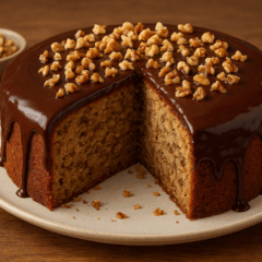 Cozinha Viva: Bolo de nozes com cobertura de chocolate