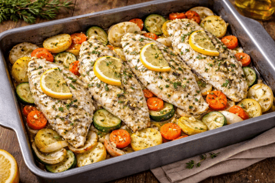 Cozinha Viva: Peixe assado com batatas e legumes