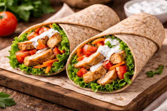 Cozinha Viva: Wrap de frango com molho de iogurte