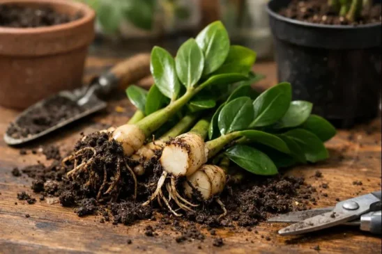 Esta divisão errada da zamioculca compromete mudas novas antes mesmo de surgirem. Veja 4 passos para fazer do jeito certo