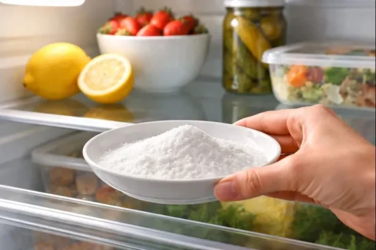Truque com bicarbonato que elimina cheiro forte da geladeira rapidamente