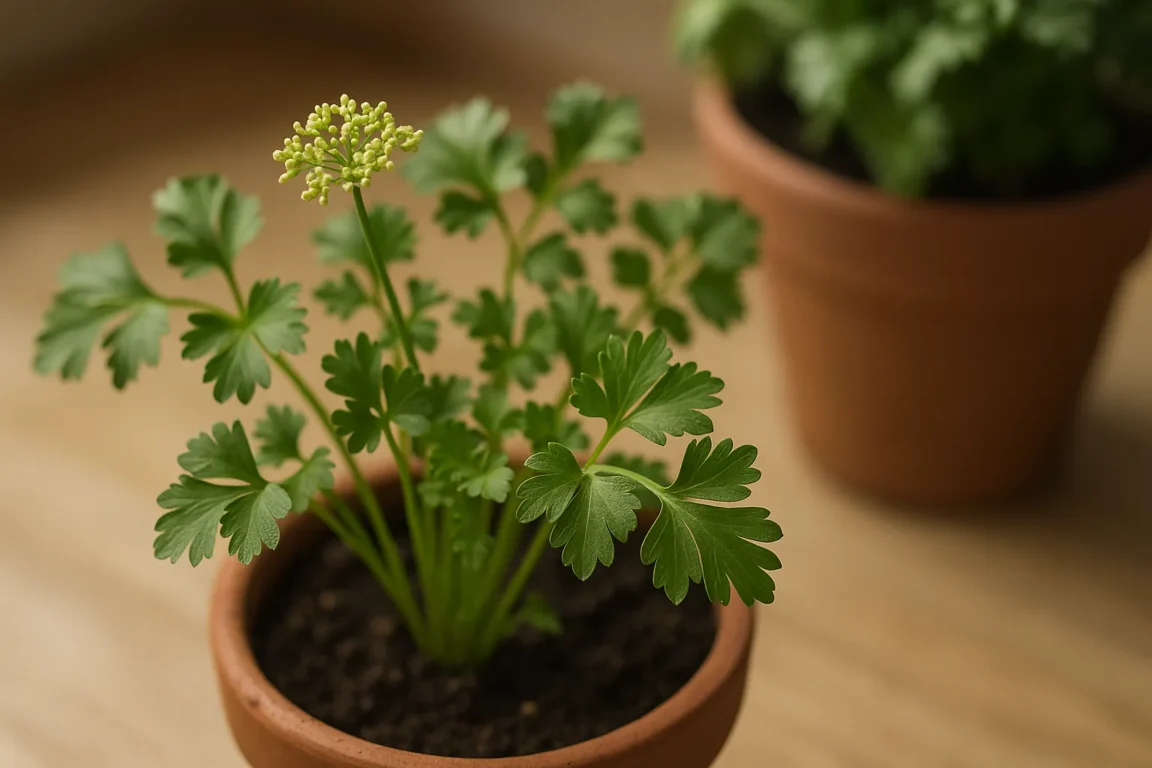 Veja como a rega irregular faz a salsinha florescer antes da hora e perder sabor Veja como a rega irregular faz a salsinha florescer antes da hora e perder sabor