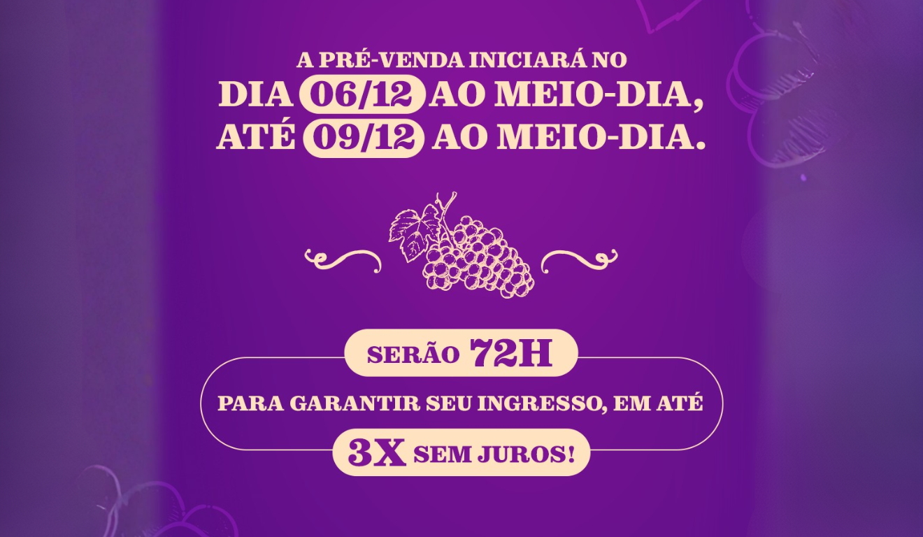 Festa da Uva 2026: Pré-venda exclusiva de ingressos para shows nacionais abre neste fim de semana
