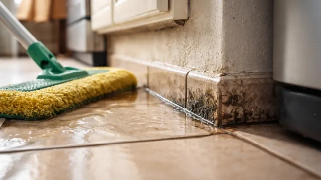 4 erros ao lavar o chão da cozinha que aumentam risco de mofo nos cantinhos que você não enxerga
