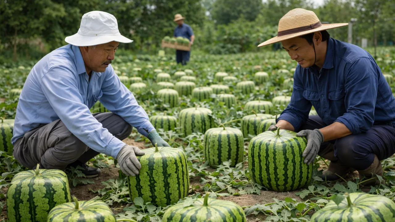 A melancia quadrada de R$ 1.000 que o Japão exibida como jóia