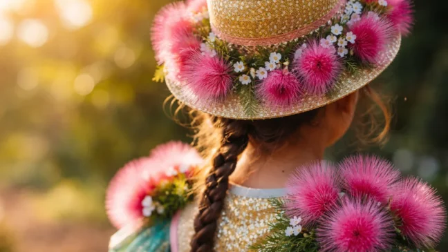 Caliandra a flor que pode virar “pompom natural” em fantasias de ala infantil