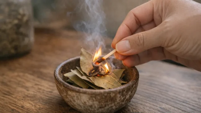Esse erro ao queimar folhas de louro pode anular o sentido do ritual