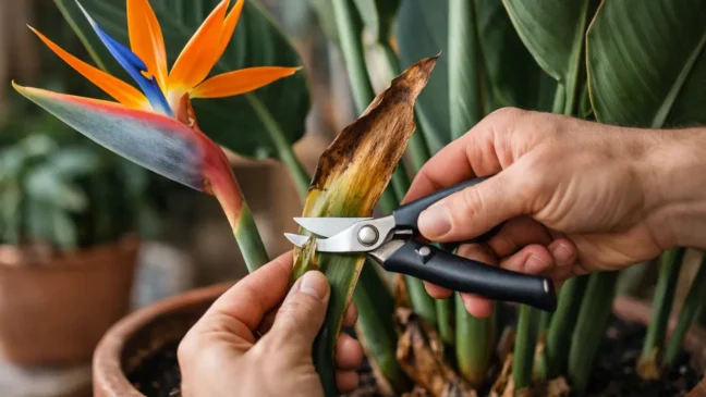 Estrelícia como escolher e retirar 2 folhas antigas por ciclo e antecipar a floração