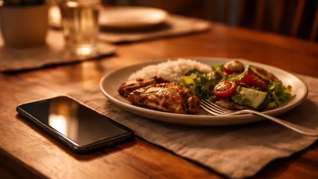 Por que usar o celular durante as refeições muda a saciedade e confunde o corpo