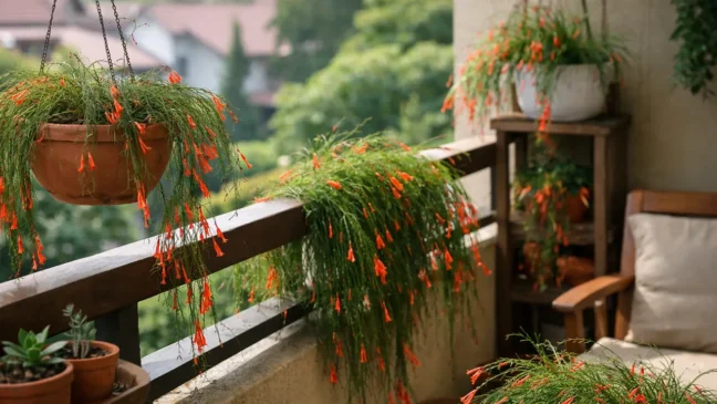 Russélia 4 posições que transformam varandas em cascatas floridas