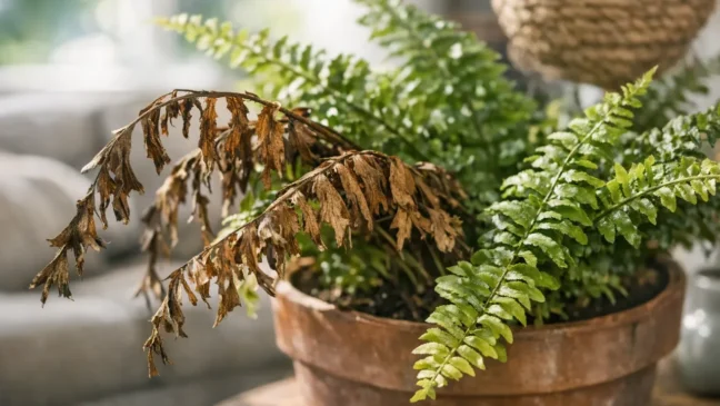 Samambaia-havaiana 4 erros de vento que destroem as folhas