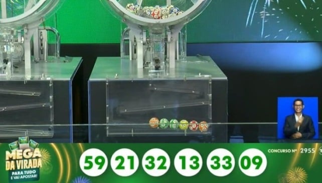 Números sorteados no concurso 2.955 foram: 59 – 21 – 32 – 13 – 33 – 09