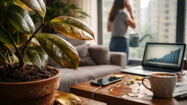 5 sinais de excesso de água no ficus borracha que aparecem antes da queda de folhas