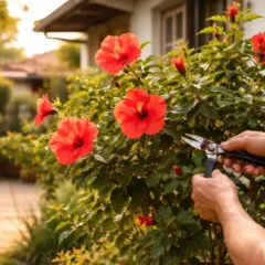 Cortes cir&uacute;rgicos feitos no momento certo multiplicam as flores do hibisco no auge do ver&atilde;o